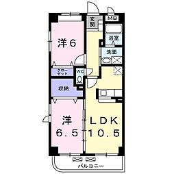 クラシオン1 2LDKの間取図画像