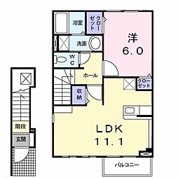シエル 1LDKの間取図画像