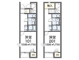 レオネクストＫＯＮＯ 2階1Kの間取り