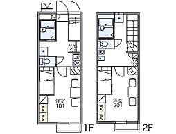 レオパレスエクセレント 1Kの間取図画像