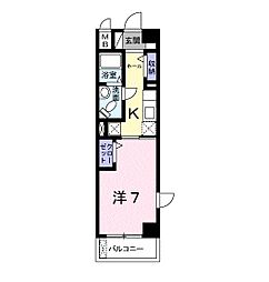 クラール・ハイレン 1Kの間取図画像