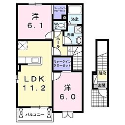 ユニゾンガーデン2 2LDKの間取図画像