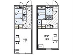 レオパレスリバーパーク 1Kの間取図画像