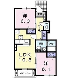 サンラティエ5 2LDKの間取図画像
