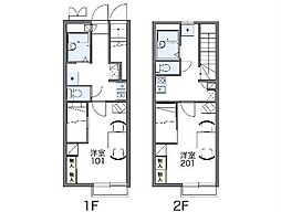 レオパレスｙａｎａｇｉIII 2階1Kの間取り