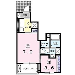 ポエラバ1 2Kの間取図画像