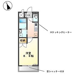 ワイズパラシオン 1Kの間取図画像