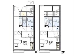 レオパレスエントピア 1階1Kの間取り