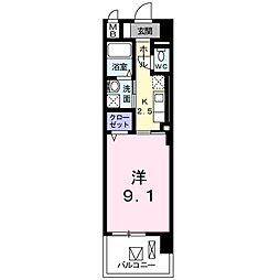 ラディエンス狭山台 1Kの間取図画像