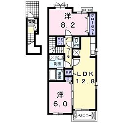 ロード・ハウス 2LDKの間取図画像