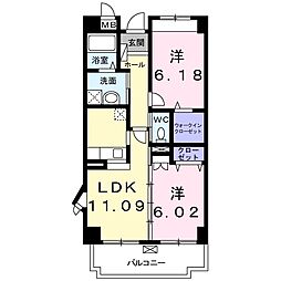 サンフォレストヴィラ 2LDKの間取図画像
