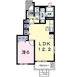 JR中央本線 勝川駅 徒歩18分の賃貸アパート 1階1LDKの間取り