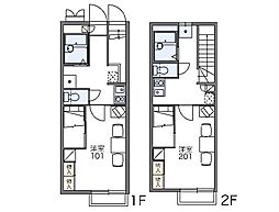 レオパレスＤＲＥＡＭ 1階1Kの間取り