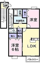 アンソレイエA 2LDKの間取図画像