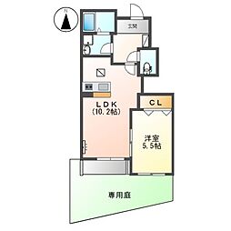 名鉄瀬戸線 喜多山駅 徒歩13分の賃貸アパート 1階1LDKの間取り