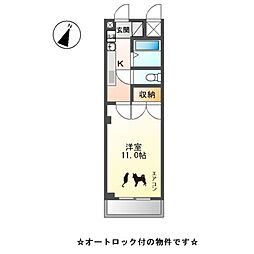 名古屋市営鶴舞線 庄内通駅 徒歩19分の賃貸マンション 4階1Kの間取り