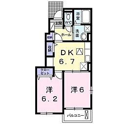 プランタン 2DKの間取図画像