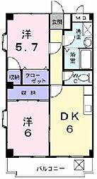 コートヴィレッジ21 2DKの間取図画像