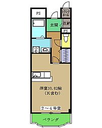 メゾンド 3階ワンルームの間取り
