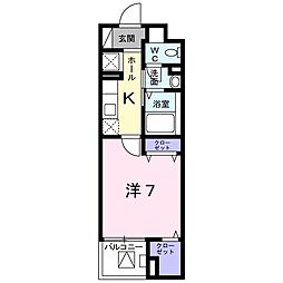グランフィオーレ 1Kの間取図画像