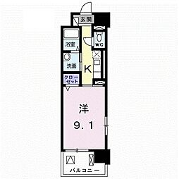 ジェルメ八王子 3階1Kの間取り