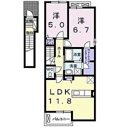フォンテーヌ1 2LDKの間取図画像