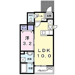 JR横浜線 相原駅 徒歩15分の賃貸アパート 1階1LDKの間取り