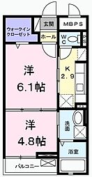 メゾン　ソレイユII 2階1LDKの間取り