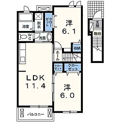 フォンテーヌアイ 2LDKの間取図画像
