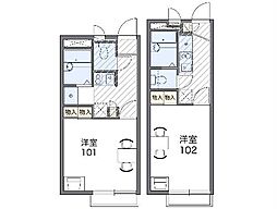 レオパレスフォレスト町田 102 1階1Kの間取り