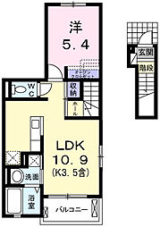 ラフレシール　あきる野 2階1LDKの間取り