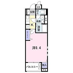 シャルム 1階1Kの間取り