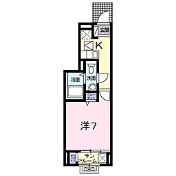インハーリット 1Kの間取図画像