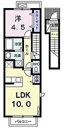 パインヴィラ 1LDKの間取図画像