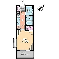 ヴィラ　フローリッシュ 3階1Kの間取り
