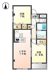 ブラン　メゾン 3階2LDKの間取り