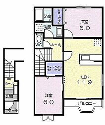 サニーヒルズ・アザレア 2階2LDKの間取り