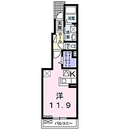 京王線 聖蹟桜ヶ丘駅 徒歩9分の賃貸アパート 1階ワンルームの間取り