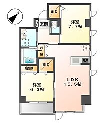 ヴェール・クレール 2LDKの間取図画像