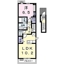 カーサポポラーレ 1LDKの間取図画像
