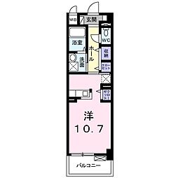カラフルウェーヴ ワンルームの間取図画像
