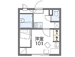 レオパレスヒビキ 1Kの間取図画像
