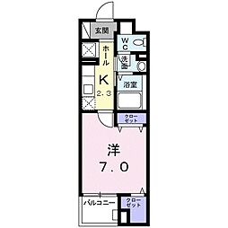 ソレイユイーストブリッジ 1Kの間取図画像