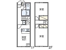 レオパレス長尾 2DKの間取図画像