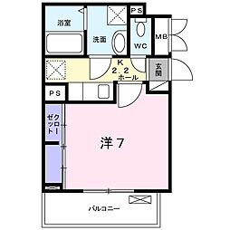 カーサプラシード 1Kの間取図画像