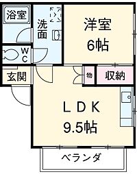 タケノヤハイツ飯塚 3階1LDKの間取り