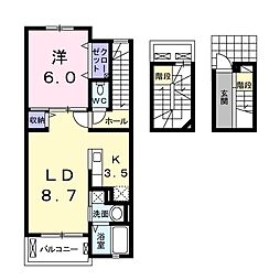 BLESS西戸田A 1LDKの間取図画像