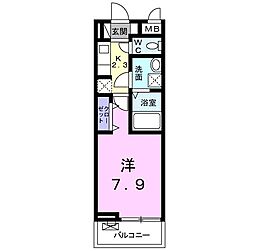 ベルオーブ 1Kの間取図画像