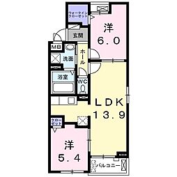 プレステージ 2階2LDKの間取り