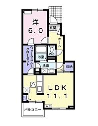 リオグランデS2 1LDKの間取図画像
